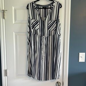 Torrid Navy and White Sleeveless Dress